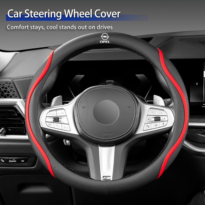 AAAYR1 Nappa Leather Car Wheel Steering Cover Non-slip Cover Accessories For Opel Corsa Astra Insignia Vectra Zafira Meriv Ampera