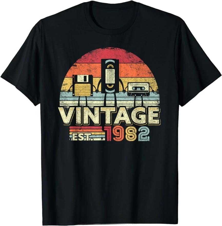 Vintage Born 1982 Retro Birthday Gifts TShirt Birthday Gifts ONeck Unisex Tshirt Unisexs Clothing Fitness Tshirt Tees