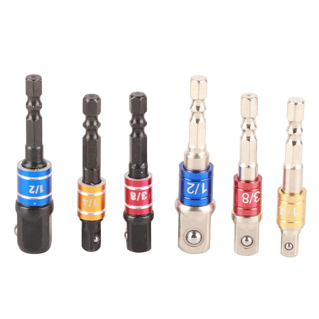 6Pcs Socket Adapter Set Hex Shank Bit Socket Wrench Adapter Extension Set Air Screwdriver Power