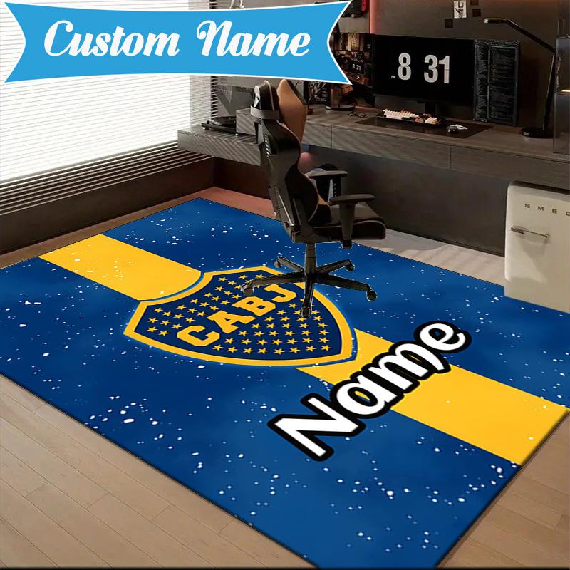 Custom Name Juniors FC Emblem Rug Game Carpet, Floor Mat for Bedroom Living Room Entryway Rug, Home Decor Idea Gift for Christmas birthday