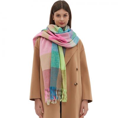 Lenço xadrez outono inverno grosso borla cachecol xale