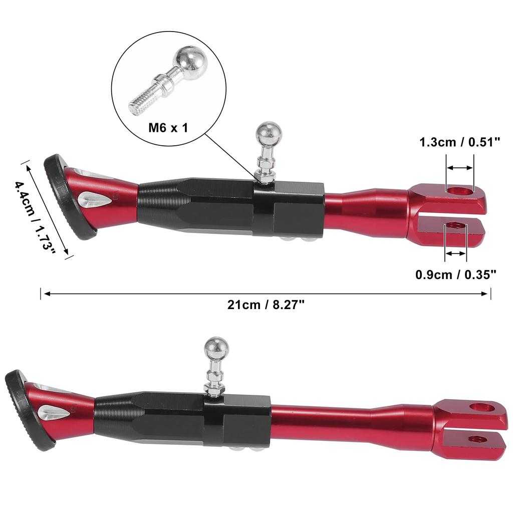 Motoforti Adjustable Universal Motorcycle Kickstand Side Support Stand Set, CNC Aluminum Alloy, Red