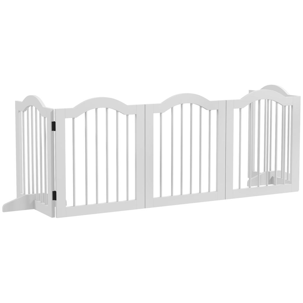 Dog Barrier Gate 5 Panels Foldable Flexible Solid Wood MDF 261.5x29.5x61 Cm White
