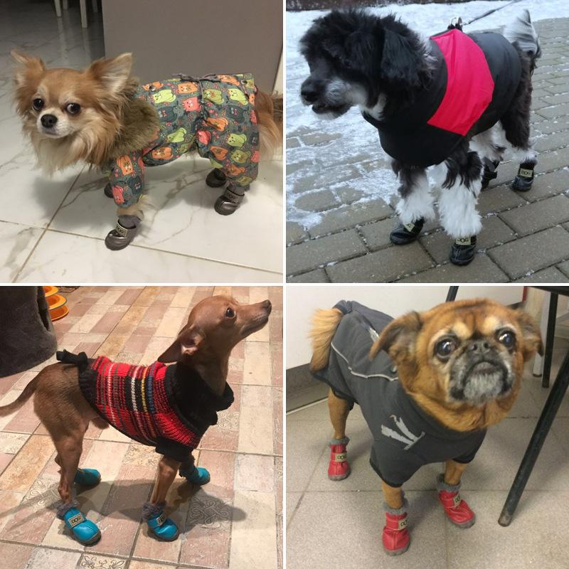 Pet Dog Shoes Winter Super Warm 4pcs/set Dog Boots Leather Anti Slip XS XXL Shoes for Small Dog Pet Product Chihuahua Waterproof
