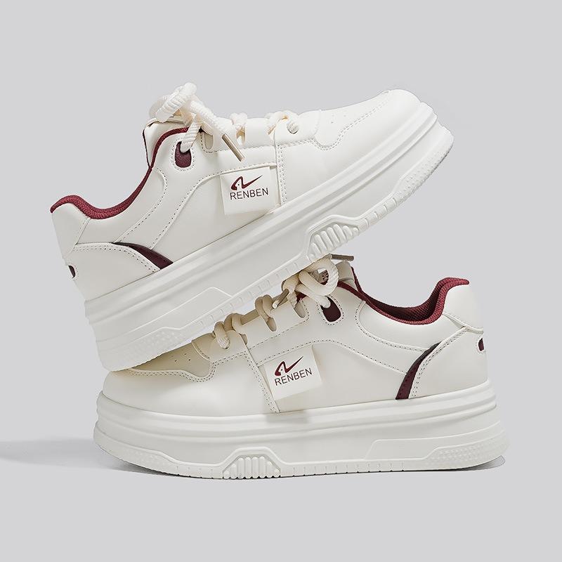 Women's shoes little white shoes women's new autumn breathable shoes casual versatile board shoes leather surface thick sole heightening shoes women