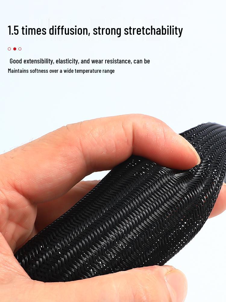 Black Flame Retardant Nylon Braided Mesh Tubing for Cable Protection & Shock Absorption