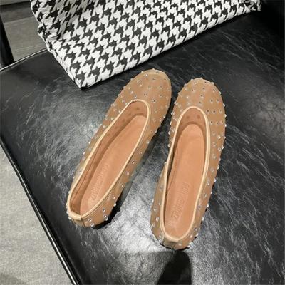 Simplicity Women Ballet Shoes Casual Walking Loafers Ladies Rhinestone Slip-on Flat Shoes 2024 Fashion Mesh Flat Dance Sandals