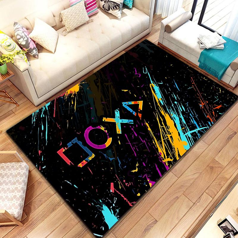 3D 80s Gamer Controller Area Rug Large,Carpet Rug for Living Room Bedroom Kitchen Decoration,Kid Play Game Non-slip Floor Mat