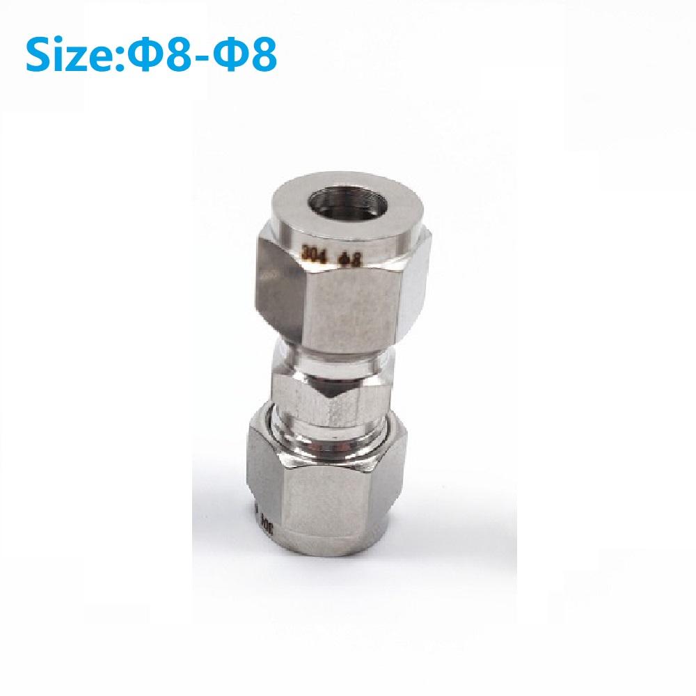 3/4/6/8/10/12mm Stainless Steel Compression Tube Fitting Straight Compression Fitting Coupler Double-Ferrule Adapter