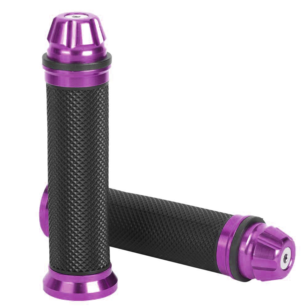 

Motorcycle CNC Aluminum Rubber Handlebar Hand Grips for 7 8 Handle Bar Bike Bicycle Purple