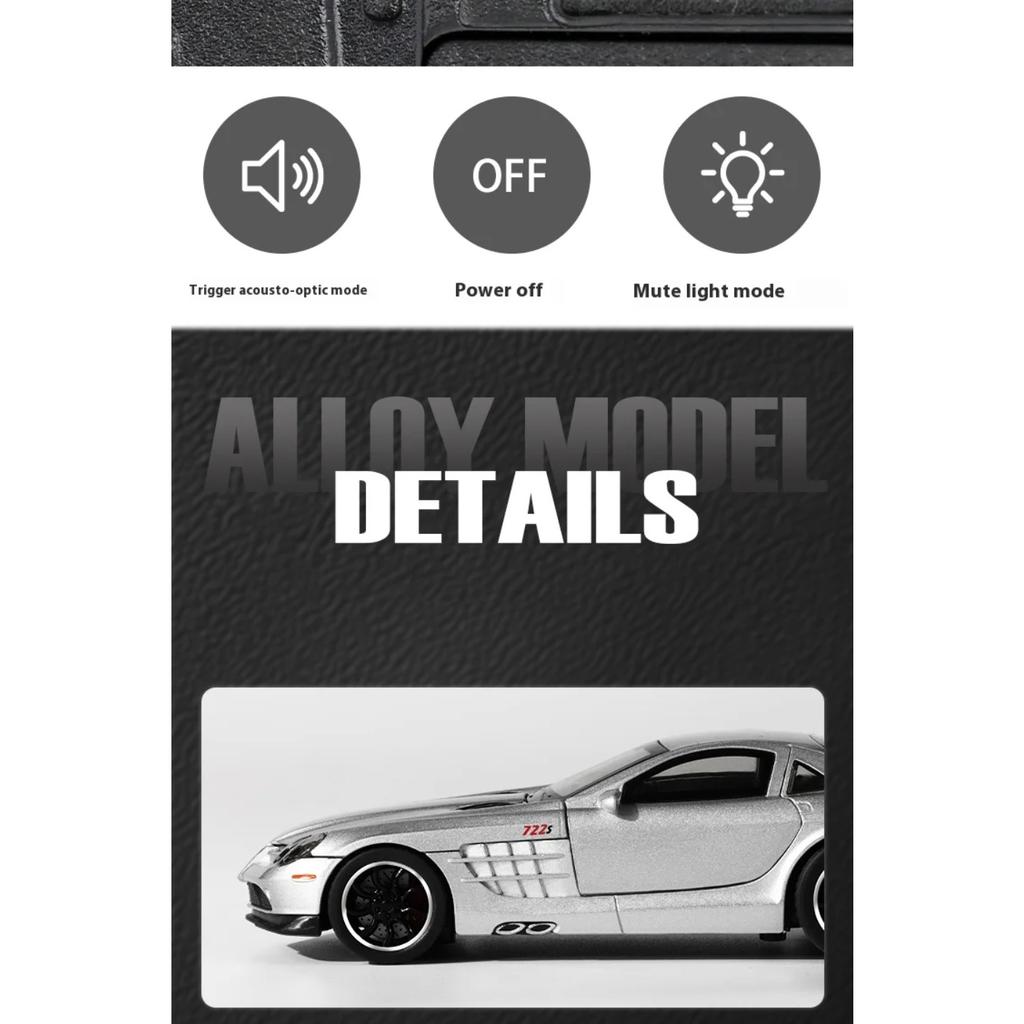 1/32 Benz SLR 722S Roadster Speedster Alloy Diecast Model Car Collection Hobby Decoration Home Ornament Birthday Gift with Boyfriend