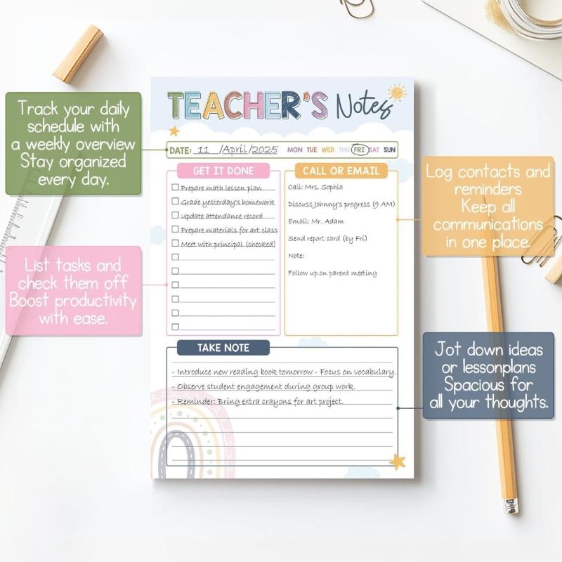 Artistic Teacher Appreciation Notebook Portable Checklist Premium Writing Paper For Classrooms