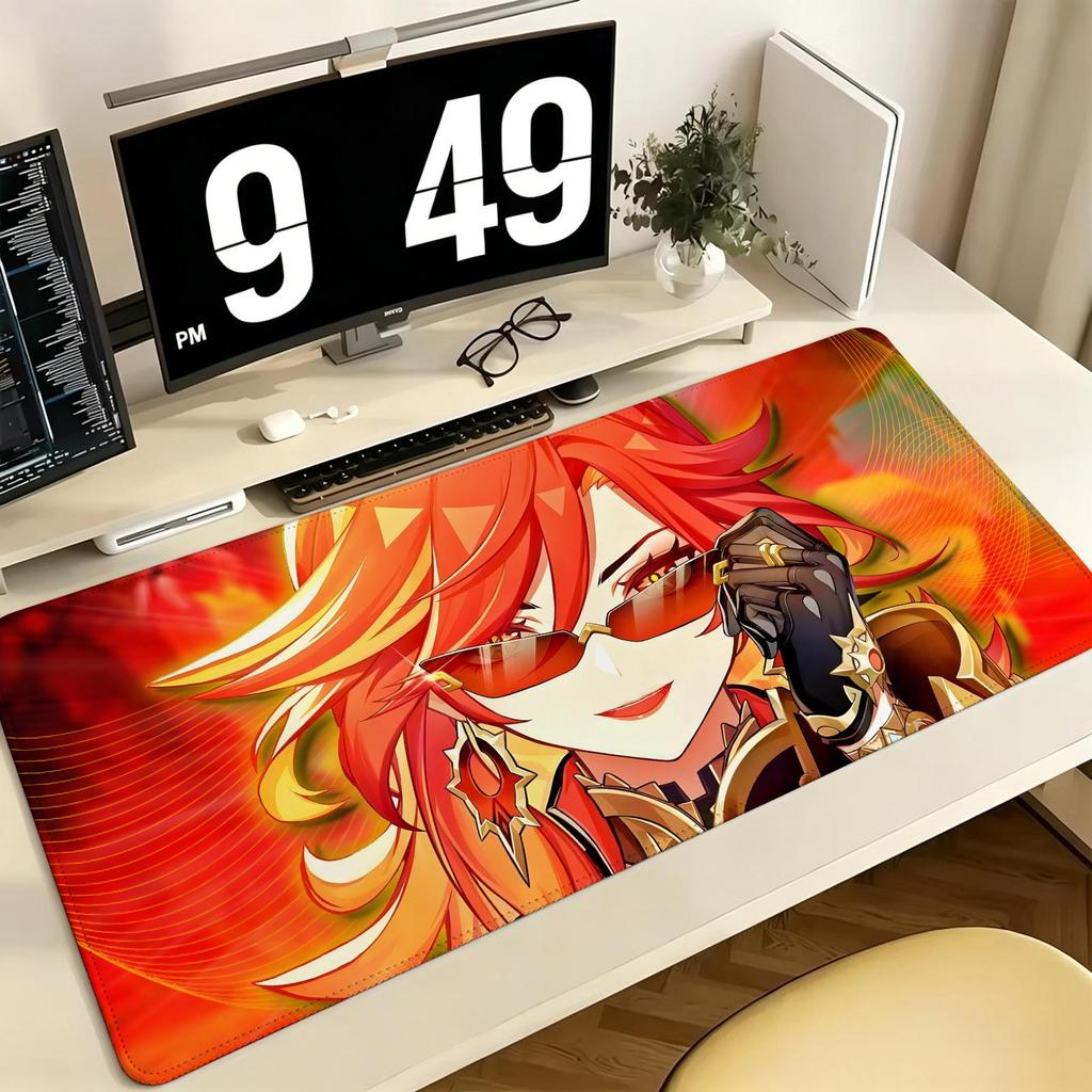 Genshin Impact Mavuika Pro ESports Xxl Gaming Mousepad Extra Large NonSlip Stitched Edge Keyboard Laptop Desk Mat For Pc Gamer