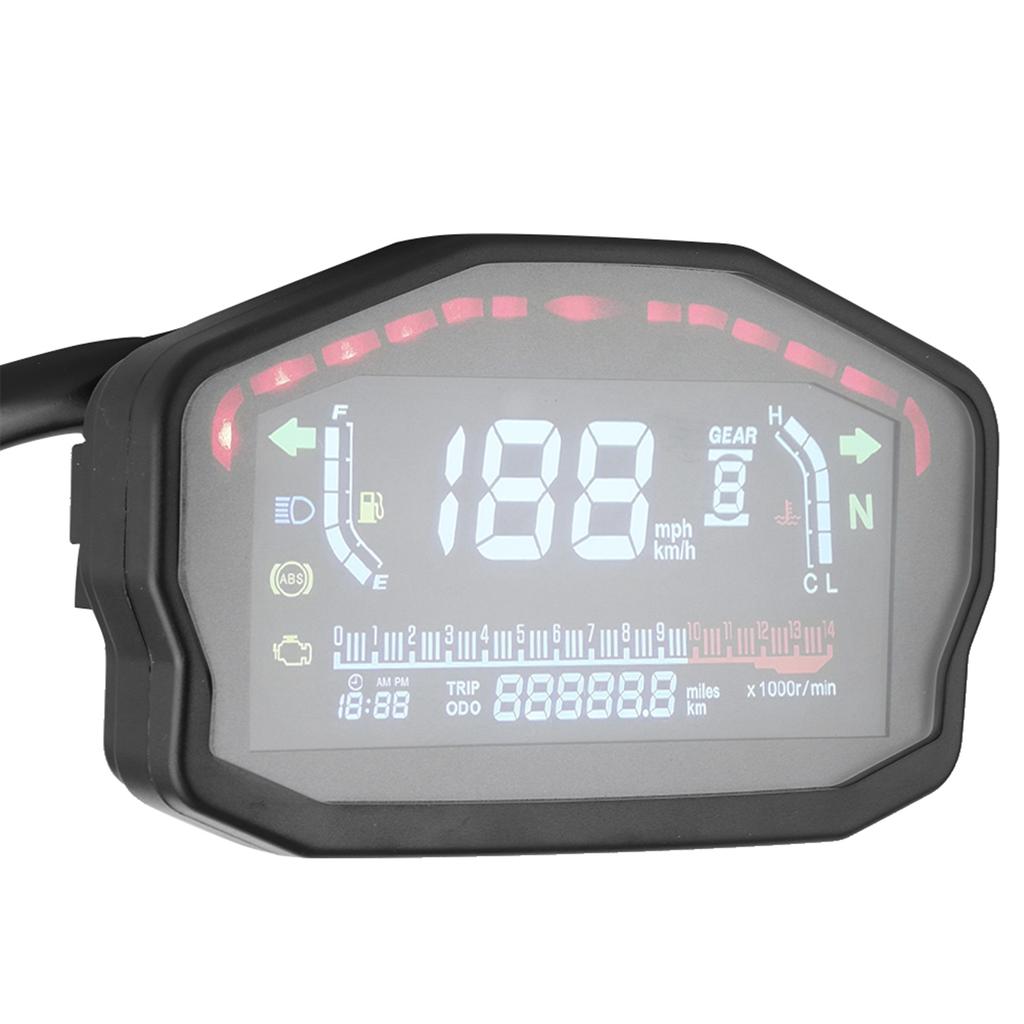 Universeller Motorrad-Kilometerzähler LED LCD Digitaler Tachometer Drehzahlmesser Instrument