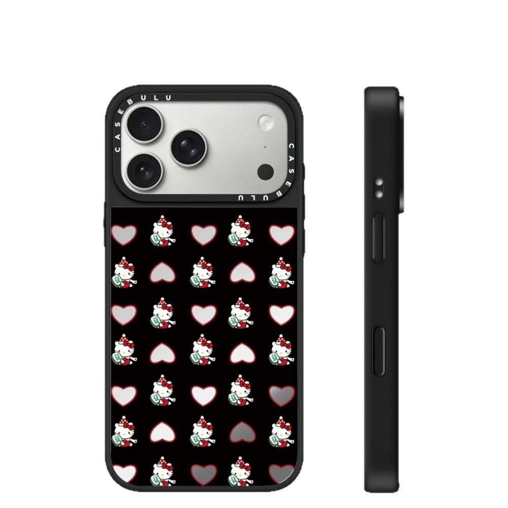 Heart-Shaped KT Cat Mirror Case for iPhone 15/16/17 Pro Max