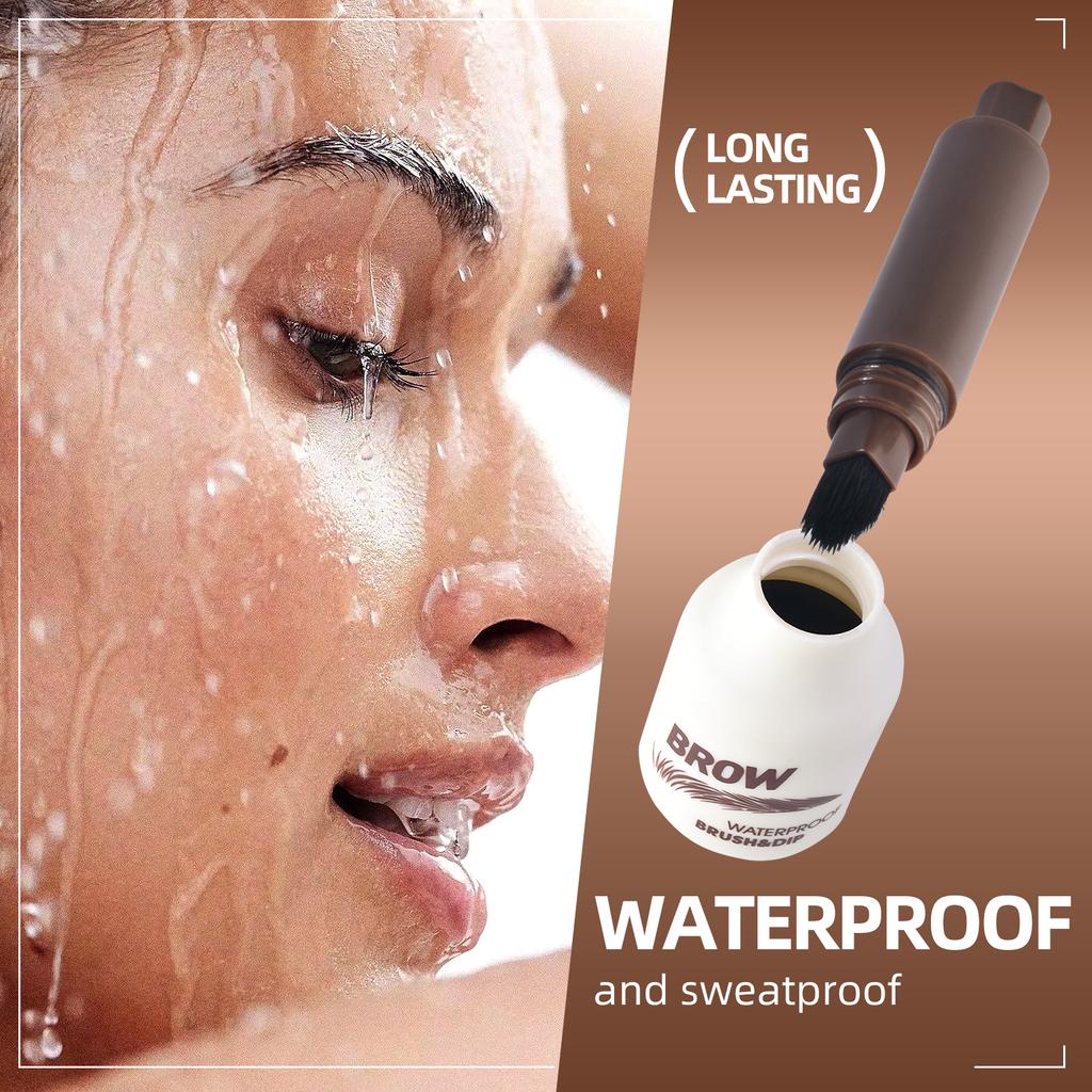 Dark Brown Waterproof Eyebrow Cream with Brush for Long-Lasting, Natural Finish