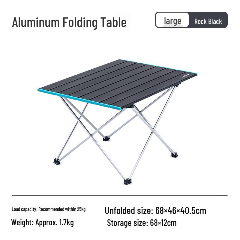 Naturehike Rock Black Large Folding Aluminum Camping Table