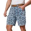 Men’s Casual Multi Pocket Cargo Shorts with Leopard Print Pattern Relaxed Fit Outdoor Athletic Shorts