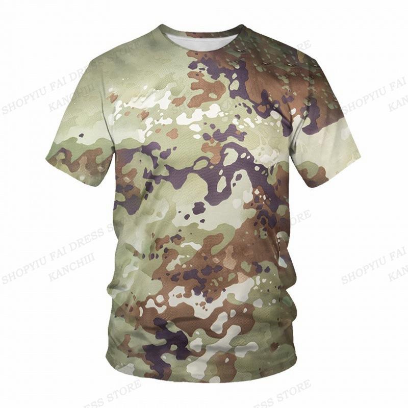 Sommer Camo T-Shirt Camouflage 3D Druck T-Shirt Herren Mode O-Ausschnitt Kurzarm T-Shirt Outdoor T-Shirt Kinder Oberteile Tee Fitness