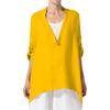 Fashionable Women's Solid Color Cotton And Linen Loose V-neck Top