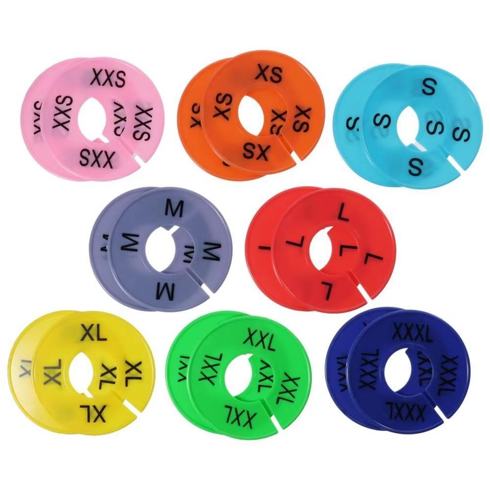 8Pcs Round/Square Closet Hanger Dividers Garment Tags Clothing Size Marking Ring  Home