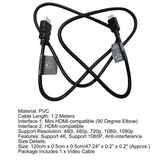 1.2 Meters HDMI-compatible Adapter Cable 1080P 4K Support Anti-interference High Clarity Mini HDMI-compatible To HDMI-compatible 2.0 Cable for Home