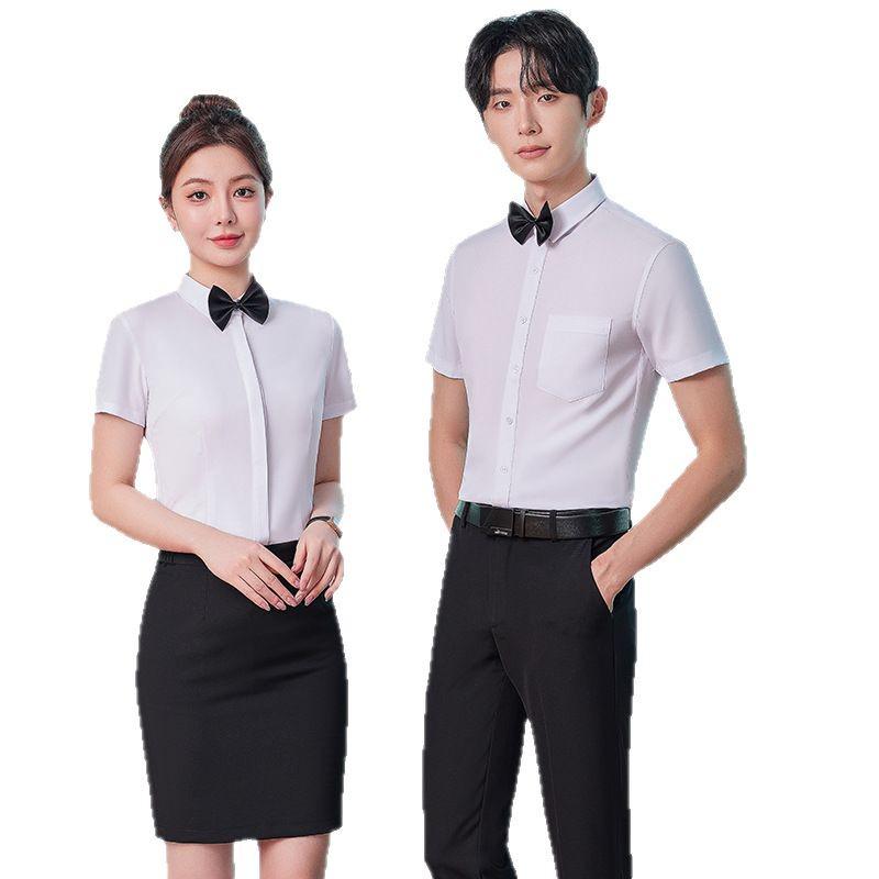 Unisex Long Sleeve Workwear Uniform for Hotel and Bank Employees - Spring/Fall Style Shirt Set