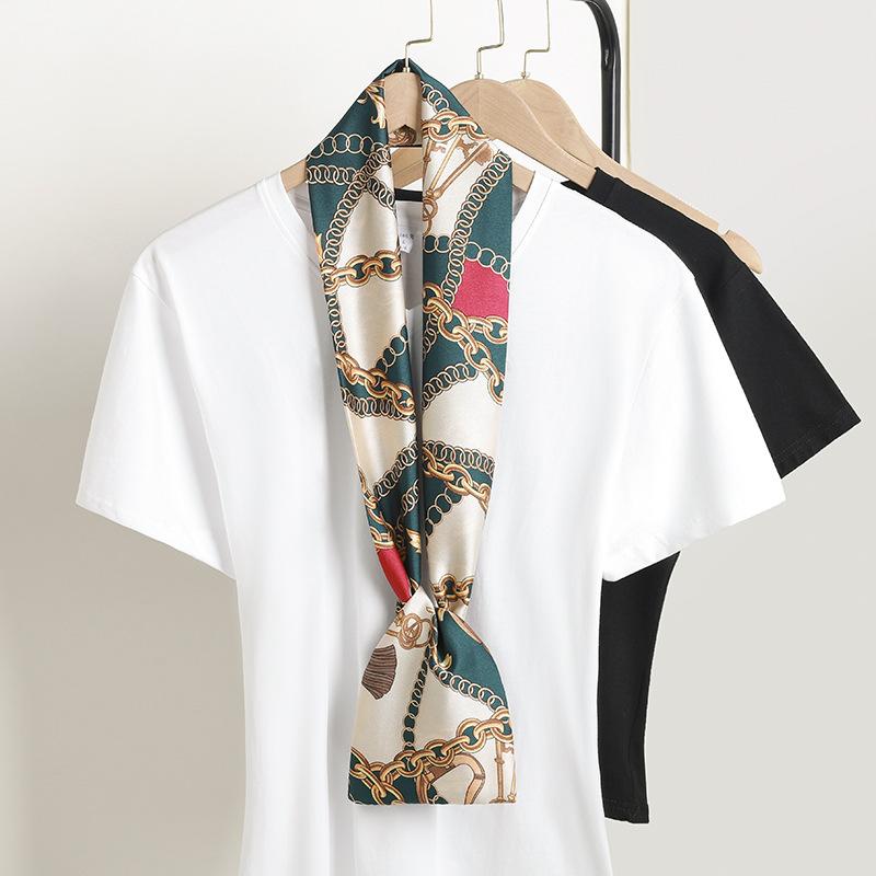 Luxury Ribbon Silk Scarf 15*145Cm Red Headband Neckerchief Foulard Hair Scarfs Neck Tie Lady Skinny Scarves Soft Satin