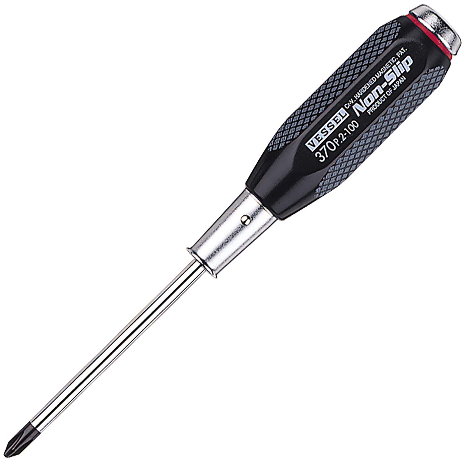 VESSEL Screwdriver x 100 Non-Slip Through-Hole +2 B-370 чёрный