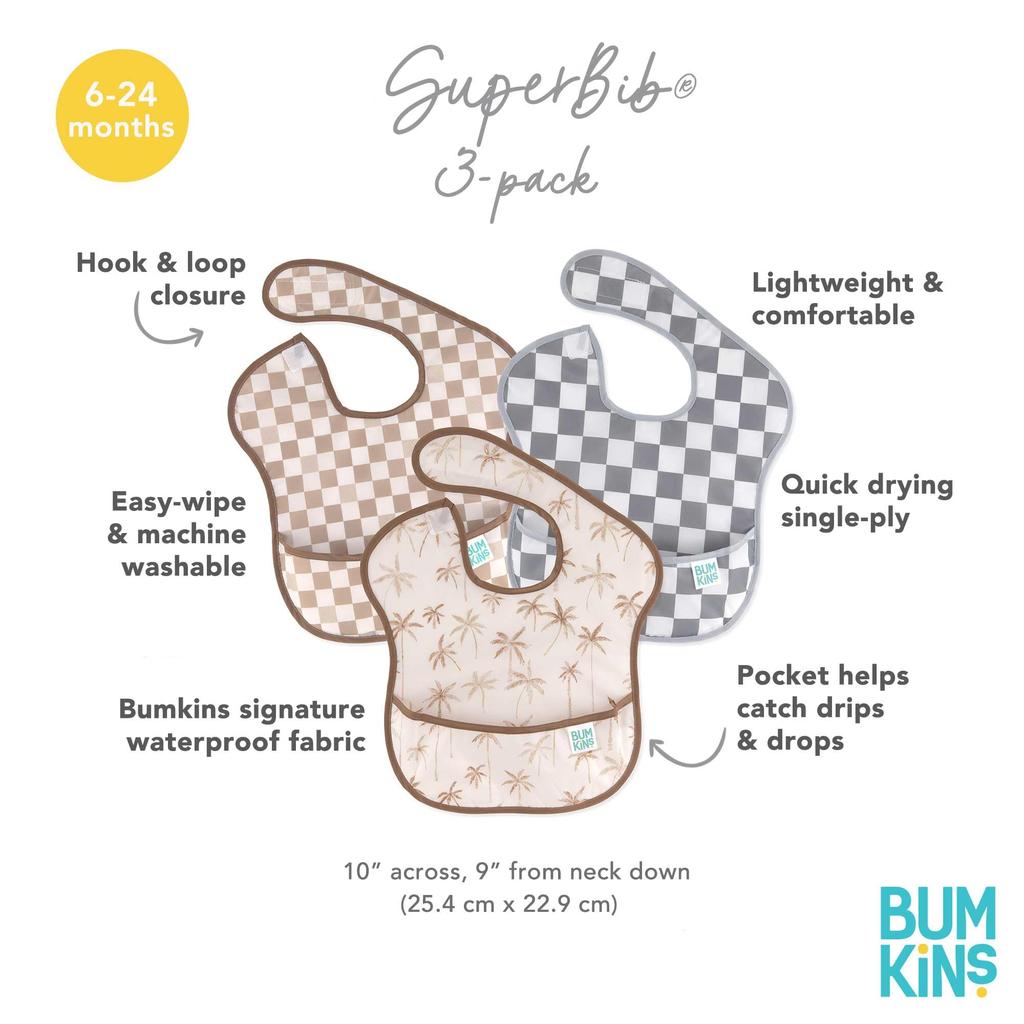 Bankins Super Bib Bib Set Japanese Machine Washable and Waterproof Bib for Ages 3-Piece Oil-Resistant (Official Product) Quick-Drying Feeding, 6-24