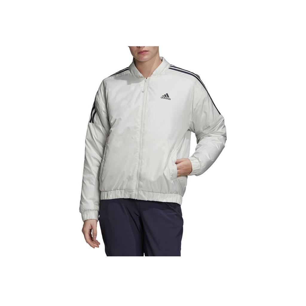 Adidas Sports Windproof Warm Stand-Up Collar Cotton Jacket Women Jackets White GH4582