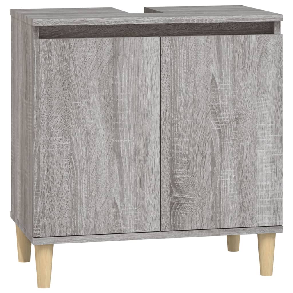 3 Piece Bathroom Furniture Set Grey Sonoma Particleboard