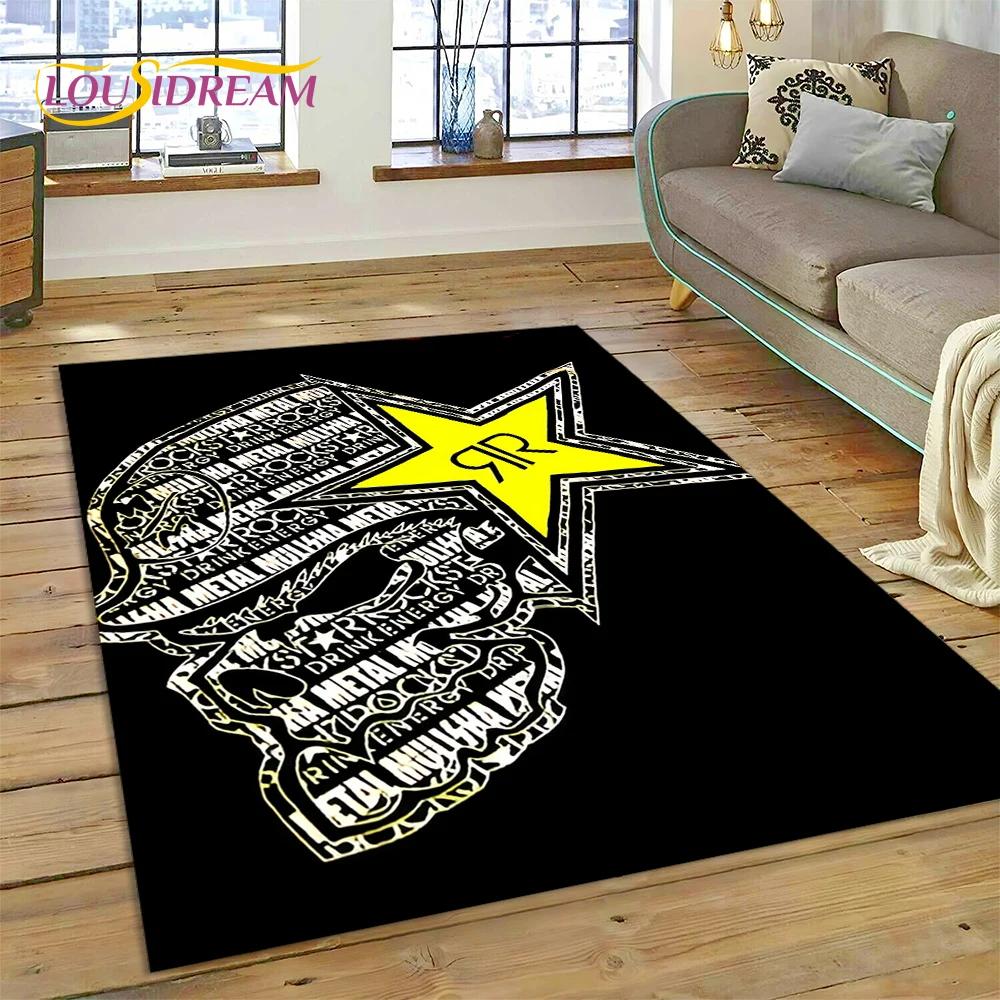 3D Rockstar Energy Logo Sport Carpet Rug for Bedroom Living Room Home Sofa Decoration,Children Game Large Decor Floor Mat Gift