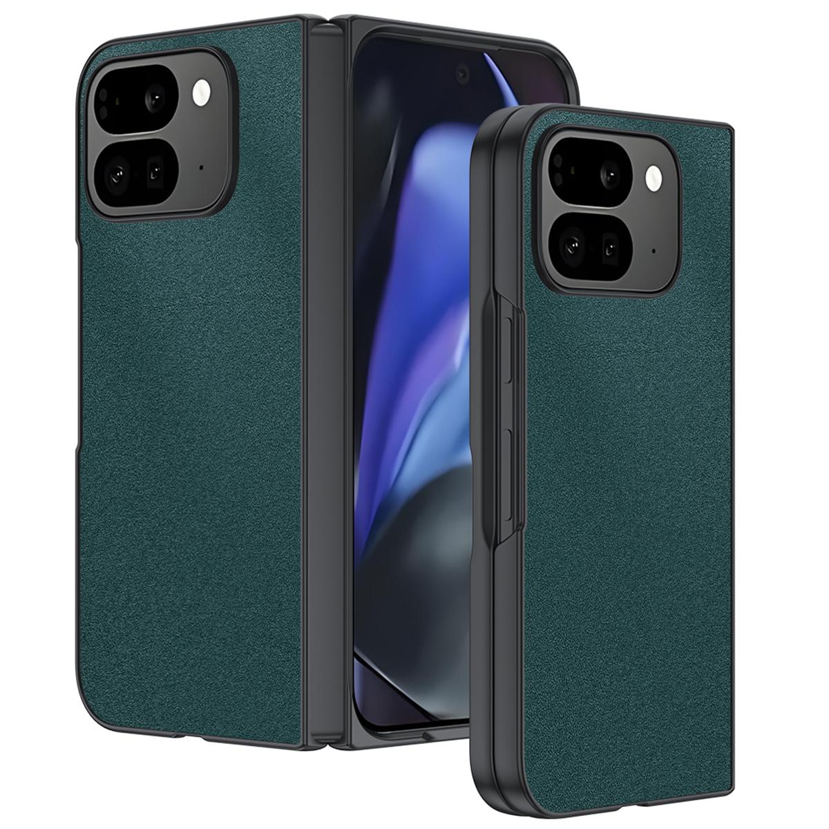 

Для Google Pixel 10 Pro Fold Чехол Покрытый ПУ кожей ПК Противоударный Чехол для складного телефона Green