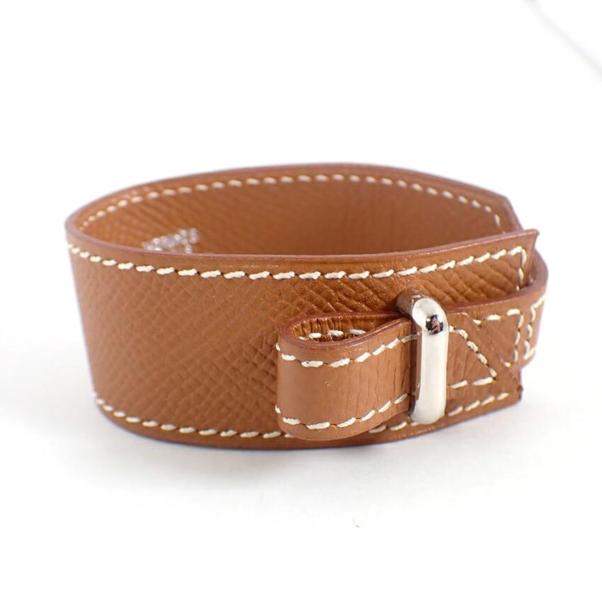 [Pre-owned] HERMES/Hermes Leather Brown Bracelet/j54-1