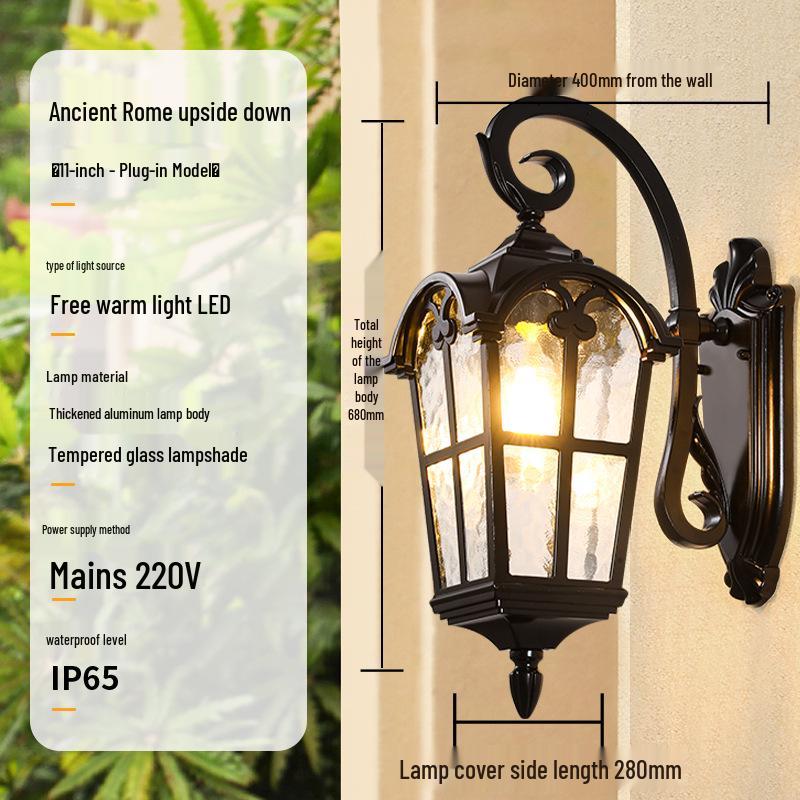 European Antique Solar Outdoor Wall Light, Waterproof for Balcony, Villa, Patio, Gate, and Courtyard