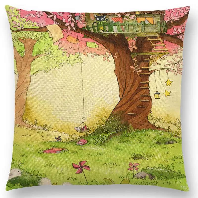 Newest Cute Cartoon Sofa Pillow Cover Black and White Cat Funny Fox Cushion Cover Throw pillowcase