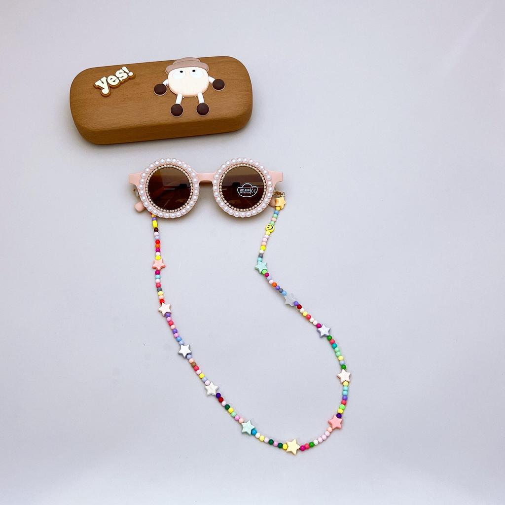 Korean-Style Retro Children's Round Sunglasses with Cute Lanyard and Sun Protection