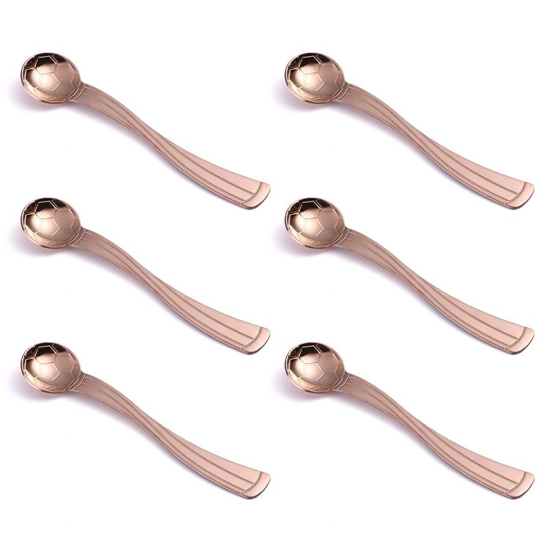 1/6Pcs Football Pattern Coffee Dessert Spoon Long Handle Stirring Spoons Stainless Steel Small Spoon Kitchen Accessorie