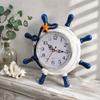 Wooden Steering Wheel Clock 8.46in Wooden Wall Clock Silent Sailing Ship Clock  Home Decor