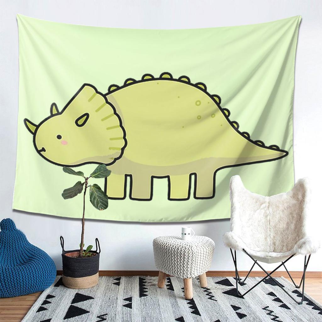 Little Dino Triceratops Dinosaur Illustration Tapestry Decoration Art Aesthetic Tapestries Bedroom Home Wall Cloth Wall Hanging