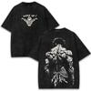 Baki Hanma Wake Up Dwustronna Koszulka Acid Wash Siłownia Fitness Anime Vintage Czarna Oversize Unisex Streetwear Koszulka