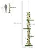 242cm Adjustable Floor-To-Ceiling Cat Tree, with Artificial Decoration, Perches, Anti-Slip Kit - Green