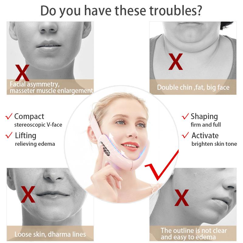 Masaj de lifting facial EMS Terapia cu LED-uri fotonice Vibrații pentru slăbire facială Barbie dublă Eliminați linia maxilarului Lifting facial Obraz în formă de V