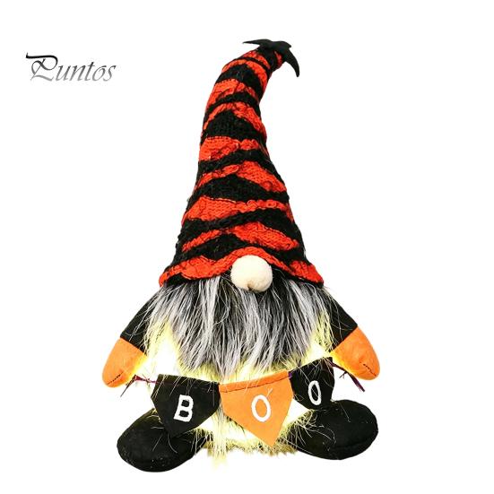 Striped Knitted Gnomes Halloween Plush Gnome Decoration, Spooky Boo Swedish Tomte Elf Figurine, Faceless Scandinavian Dwarf Ornament for Home