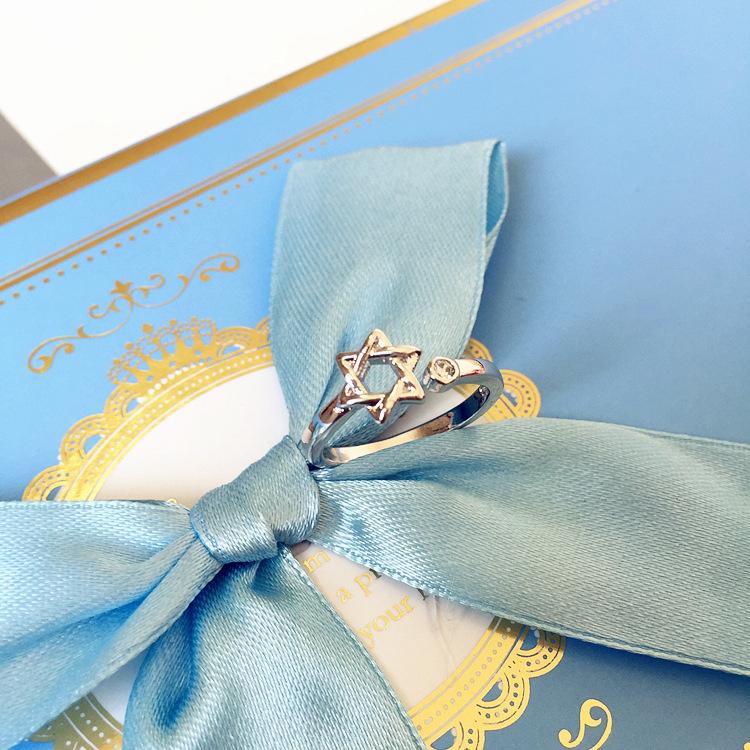 

Japanese and Korean hexagram index finger ring retro fashion hipster star opening diamond little finger tail ring open ring