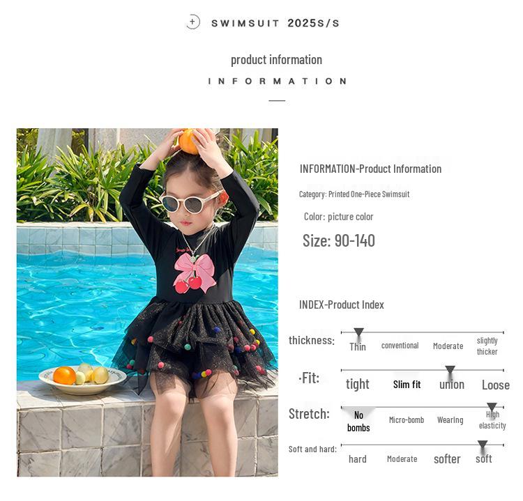 2025 Girls' Dopamine Bow Mesh Swimsuit - Holiday Fashion One-Piece Swimwear