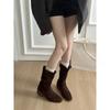 Low-heeled Stack Boots, Mid-leg Boots, Women's Fall 2025 New Maillard Western Denim Booties, Martin Boots