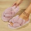 Fashion Fashion Cross Strap Fluffy Slippers Women Flat Heels Plush Warm House Slippers Woman Tie Dye Faux Fur Couples Slides Winter 2024