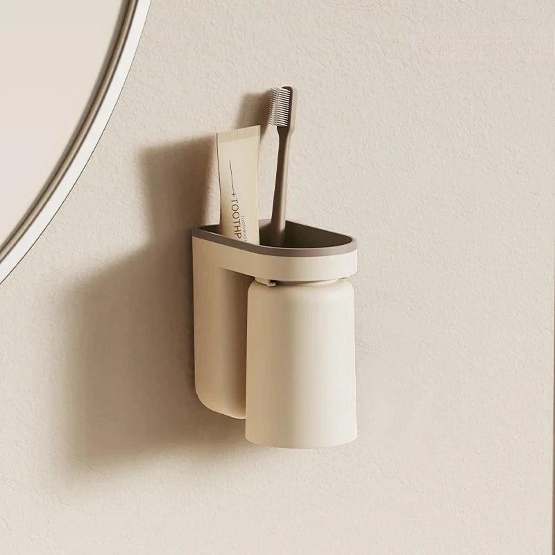 

Wall-mounted toothbrush holder, drilling-free installation, water-free and easy to clean, toothbrush and toothpaste for couples